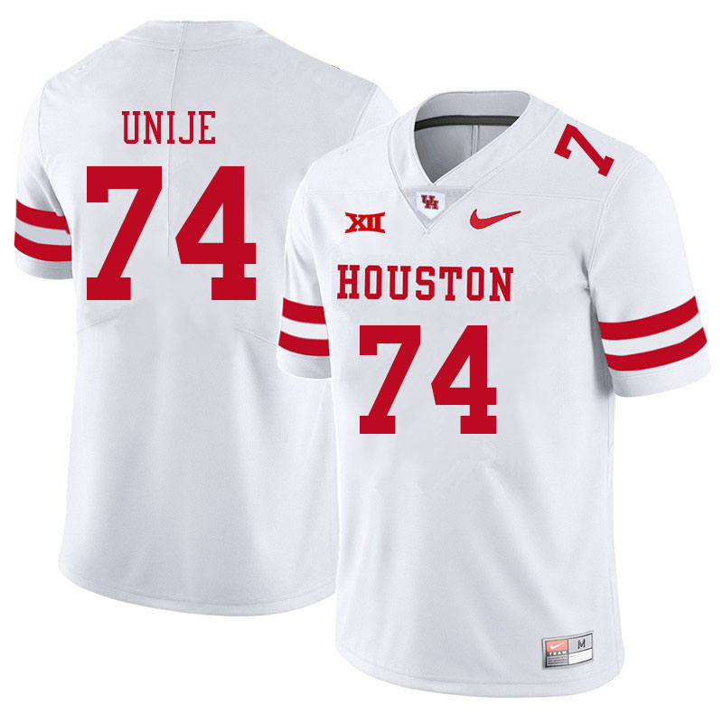 Men #74 Reuben Unije Houston Cougars College Big 12 Conference Football Jerseys Sale-White - Click Image to Close